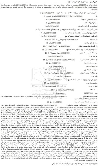 مزایده ماشین لباسشویی، یخچال و....