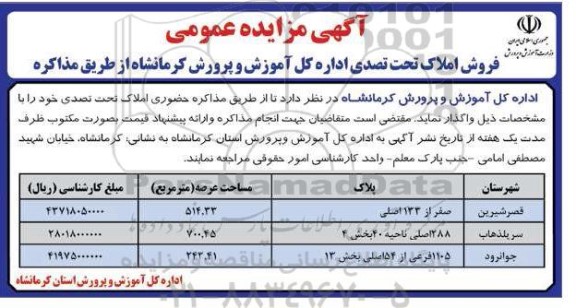 مزایده فروش املاک تحت تصدی