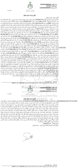 مزایده یک دستگاه تلویزیون و...