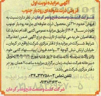 مزایده فروش ذرت علوفه ای