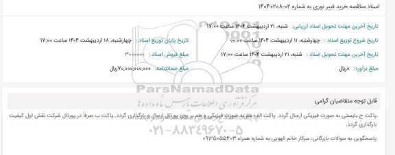  مناقصه خرید فیبر نوری 