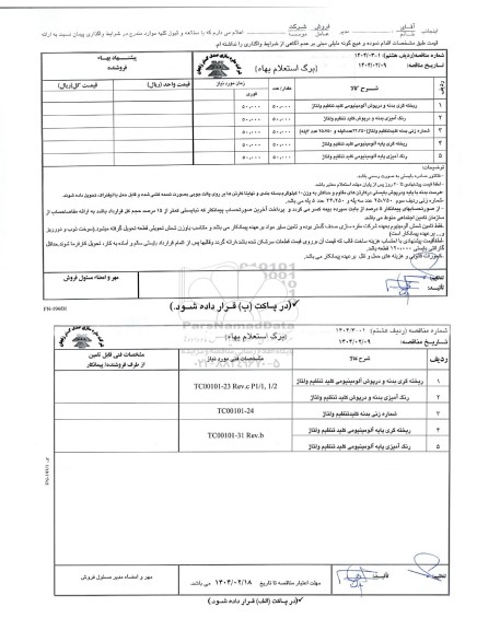 استعلام بها/ مناقصه ریخته گری بدنه و درپوش آلومینیومی کلید تنظیم ولتاژ و...