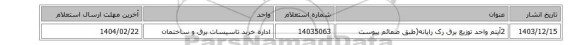 2آیتم واحد توزیع برق رک رایانه(طبق ضمائم پیوست