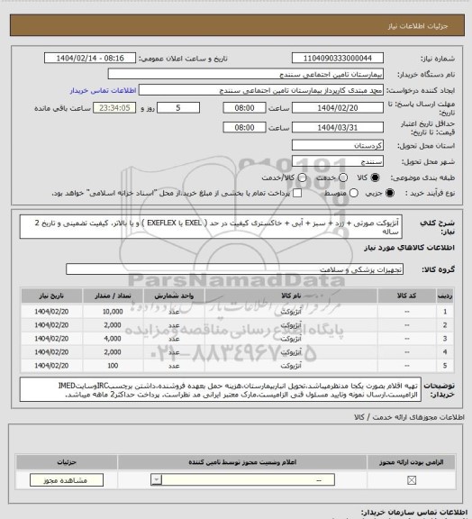 استعلام آنژیوکت صورتی + زرد + سبز + آبی + خاکستری کیفیت در حد ( EXEL یا EXEFLEX ) و یا بالاتر، کیفیت تضمینی و تاریخ 2 ساله
