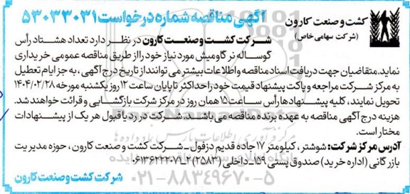 مناقصه تعداد هشتاد رأس گوساله نر گاومیش