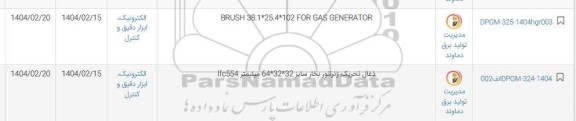 استعلام BRUSH 38.1*25.4*102 FOR GAS GENERATOR و...