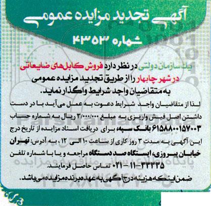مزایده فروش کابلهای ضایعاتی- تجدید