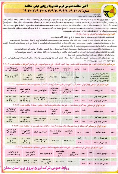 مناقصه خرید تابلو لوازم اندازه گیری غیر دیماندی ...