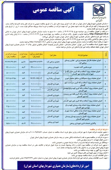 مناقصه اجرای عملیات فاز اول مجموعه ورزشی، تجاری ....