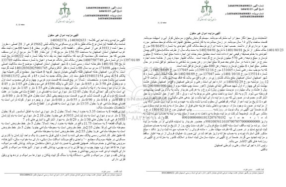 مزایده فروش یک قطعه آپارتمان با کاربری مسکونی