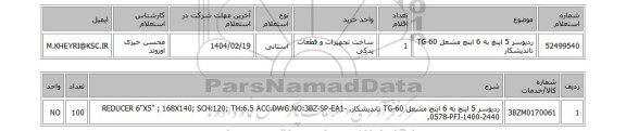 استعلام ردیوسر 5 اینچ به 6 اینچ مشعل TG-60 تاندیشکار