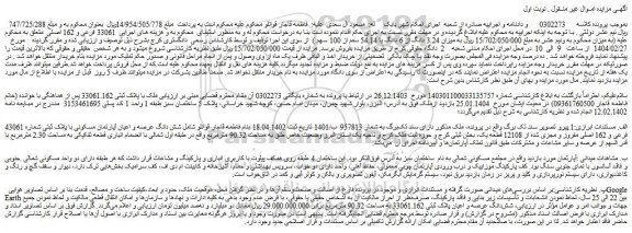 مزایده ملک با پلاک ثبتی 33061.162