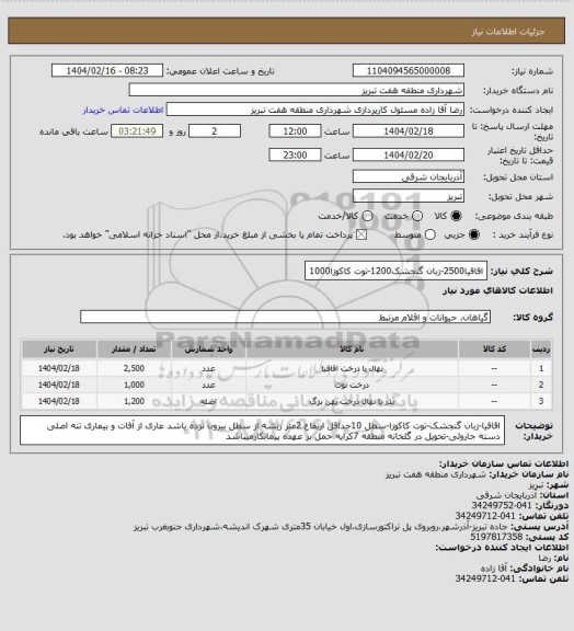 استعلام اقاقیا2500-زبان گنجشک1200-توت کاکوزا1000