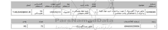 استعلام عایق صدا ( آکوستیک ) جهت ساختمان خرید مواد اولیه و انرژی ( با هماهنگی واحد متقاضی )