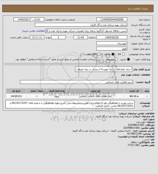 استعلام حذف نقاط فاقد جریان تقویت4 آسماری در زمان اورهال