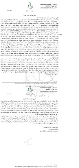 مزایده یک قطعه واحد تجاری به پلاک ثبتی 21225 فرعی از 2043 اصلی