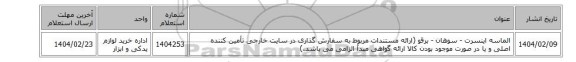 الماسه اینسرت - سوهان - برقو (ارائه مستندات مربوط به سفارش گذاری در سایت خارجی تأمین کننده اصلی و یا در صورت موجود بودن کالا ارائه گواهی مبدأ الزامی می باشد.)