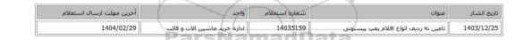 تامین نه ردیف انواع اقلام پمپ پیستونی