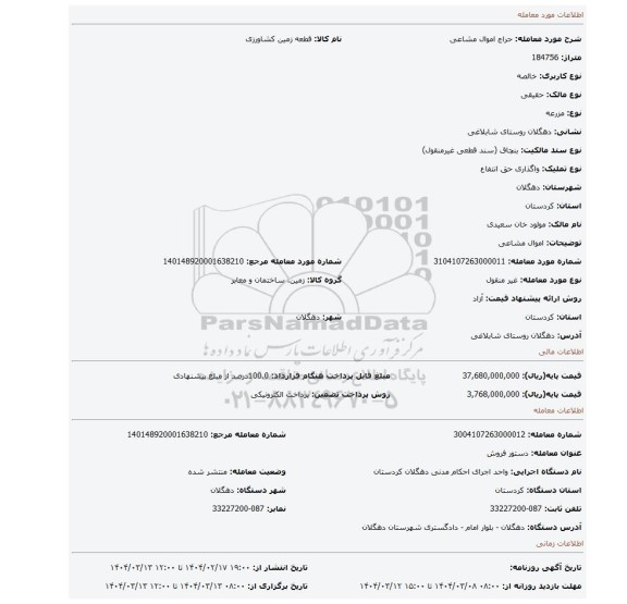 مزایده، اموال مشاعی