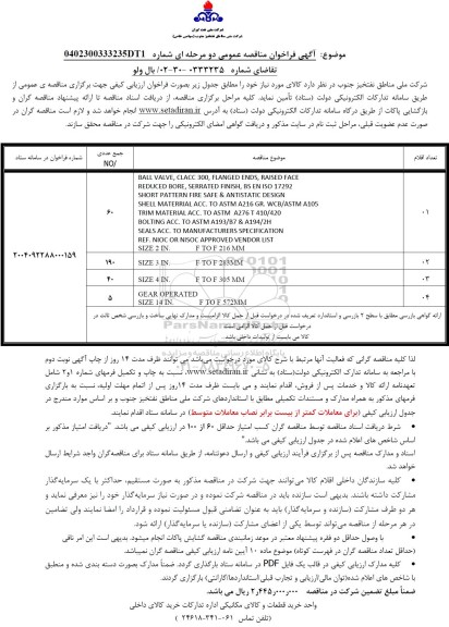 فراخوان مناقصه بال ولو