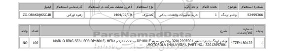 استعلام واشر ارینگ