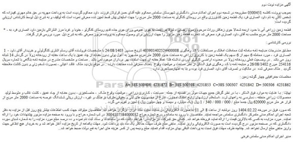 مزایده قطعه زمین زراعی آبی
