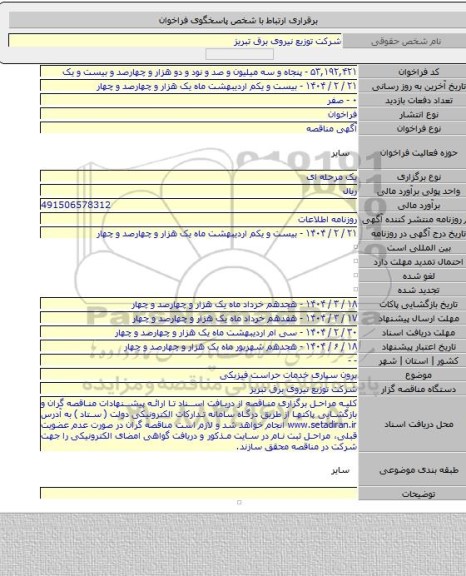 مناقصه, برون سپاری خدمات حراست فیزیکی