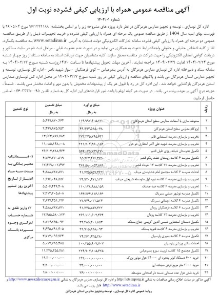 مناقصه محوطه سازی با آسفالت مدارس ...