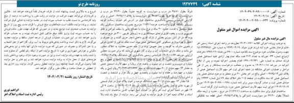 مزایده فروش سهم مشاع از ملک به مساحت عرصه 1162.1 مترمربع به صورت ساختمانی مسکونی