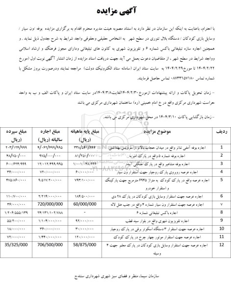 مزایده اجاره بوفه آمفی تئاتر ...