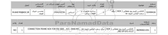 استعلام کانکشن فریم پنج غلطکی ( NO4 ) برای سمت فیکس تاپزون ها