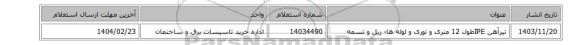 تیرآهن IPEطول 12 متری و توری و لوله ها- ریل و تسمه