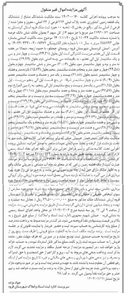 مزایده فروش یک قطعه زمین کشاورزی به مساحت 27940.72 مترمربع