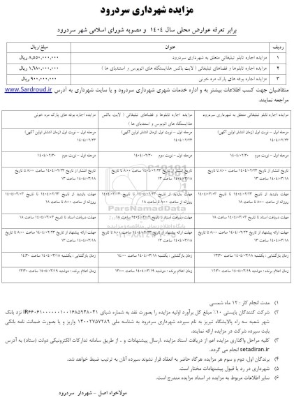 مزایده اجاره تابلو تبلیغاتی ...