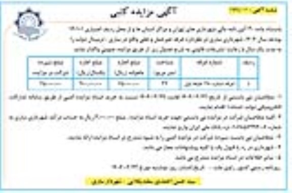 مزایده غرفه غیر حمل و نقلی