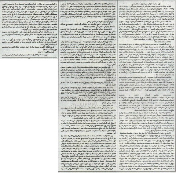 مزایده یک قطعه آپارتمان با کاربری مسکونی به پلاک ثبتی 161 فرعی از 3674 اصلی