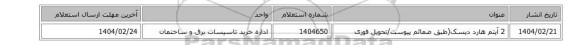 2 آیتم هارد دیسک(طبق ضمائم پیوست/تحویل فوری