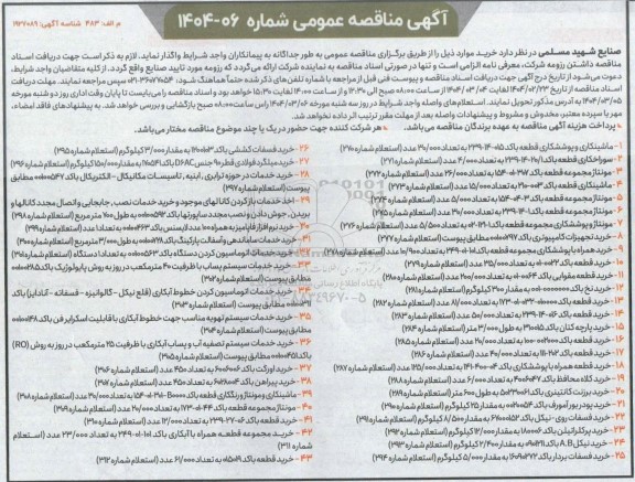 مناقصه ماشینکاری و پوششکاری....