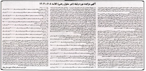 مزایده ششدانگ یک قطعه زمین با کاربری صنعتی ، دستگاه اگزاست ، دستگاه شیرینگ ، بویلر بخار .....