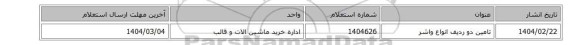 تامین دو ردیف انواع واشر