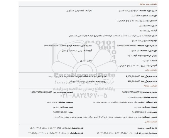 مزایده، فروش مال مشاع