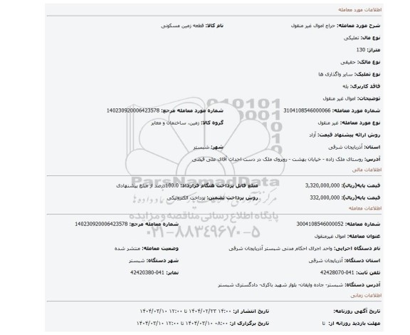 مزایده، اموال غیر منقول