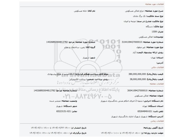 مزایده، اماکن مسکونی