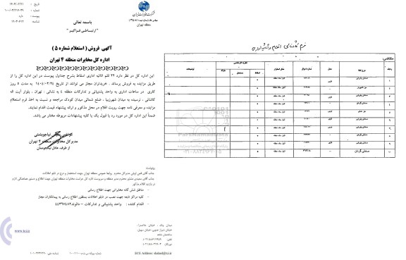 مزایده استعلام 22 قلم اثاثیه اداری اسقاط