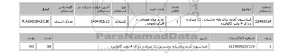 استعلام فنداسیون آماده برای پایه روشنایی 11 متری و دارای 4 بولت گالوانیزه