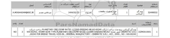 استعلام ورم گیر گیربکس