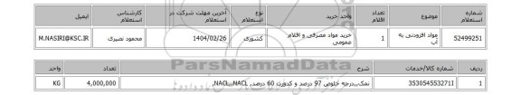استعلام مواد افزودنی به آب