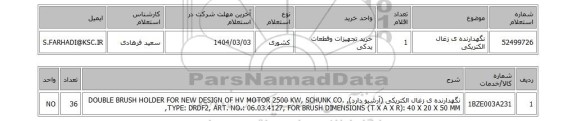 استعلام نگهدارنده ی زغال الکتریکی