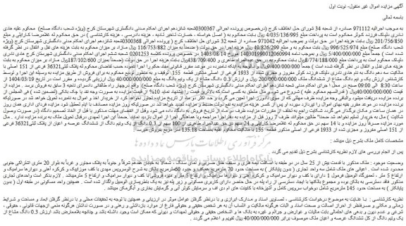 مزایده ملک پلاک ثبتی36321 فرعی از 151 اصلی