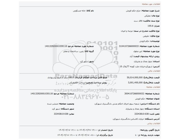 مزایده، حکم فروش